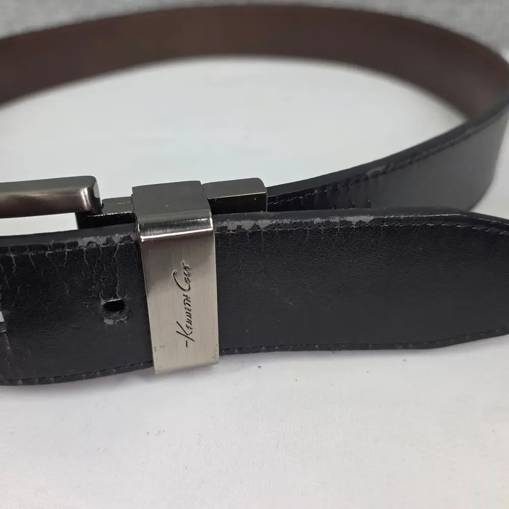 KENNETH COLE REVERSIBLE LEATHER BELT – SIZE 32 – BLACK/BROWN – 27
